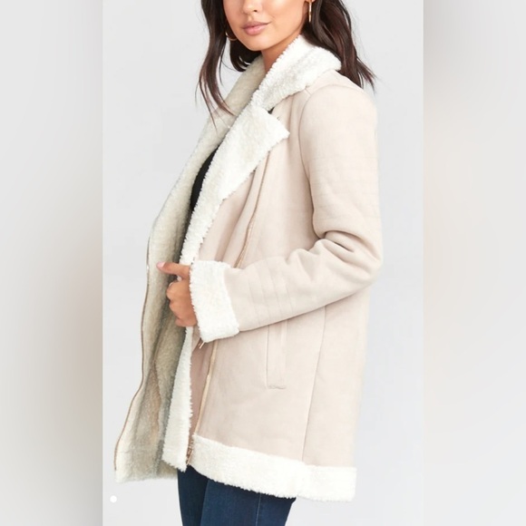 SHOW Me Your Mumu Calgary Coat in Horchata Faux Suede Cream Shearling - Picture 2 of 14